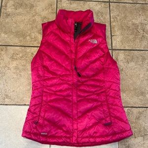 Hot pink The North Face puffer vest. Size Small.